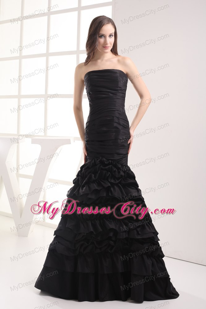 Black Mermaid Ruffled Layers Evening Dress with Ruches 2013