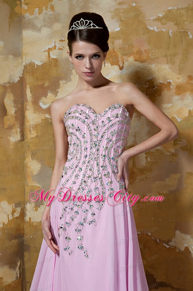 Rose Pink Sweetheart Evening Dresses for Celebrity with Beading