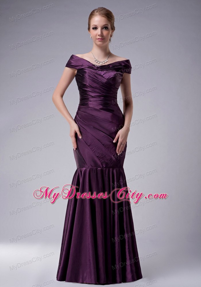 Off The Shoulder Purple Mother Of The Bride Dress Mermaid Ruche