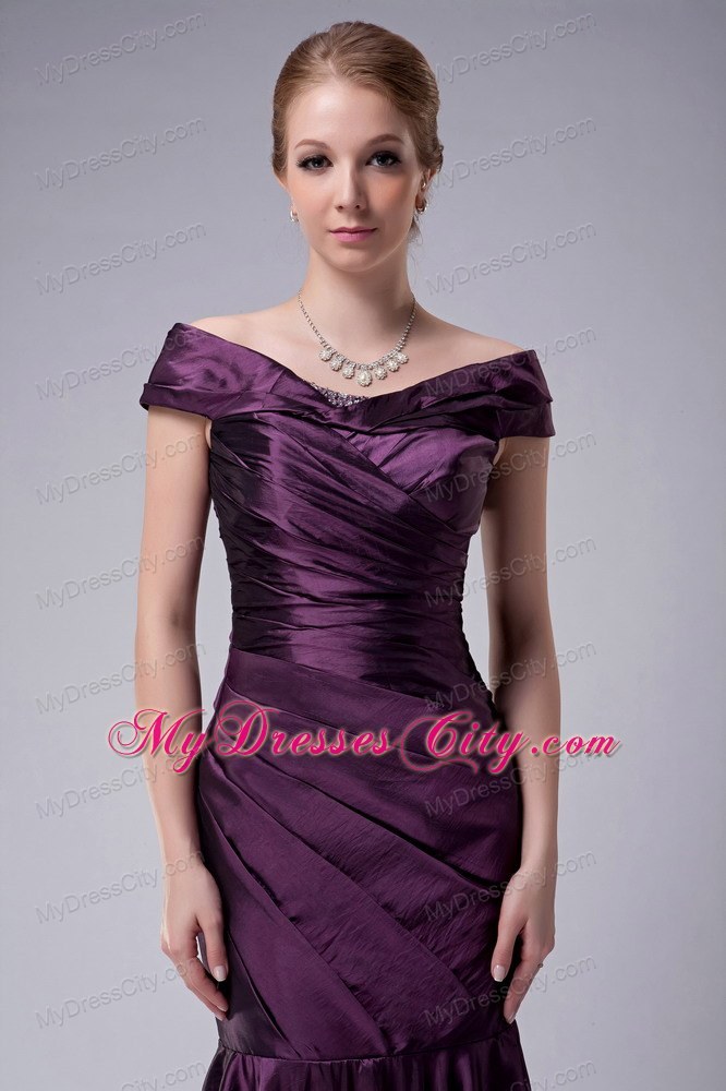 Off The Shoulder Purple Mother Of The Bride Dress Mermaid Ruche