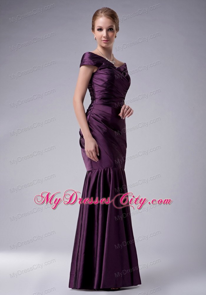 Off The Shoulder Purple Mother Of The Bride Dress Mermaid Ruche