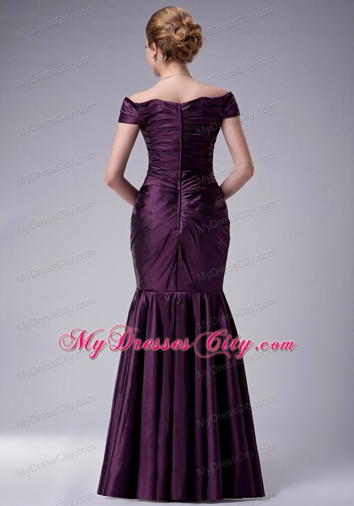 Off The Shoulder Purple Mother Of The Bride Dress Mermaid Ruche