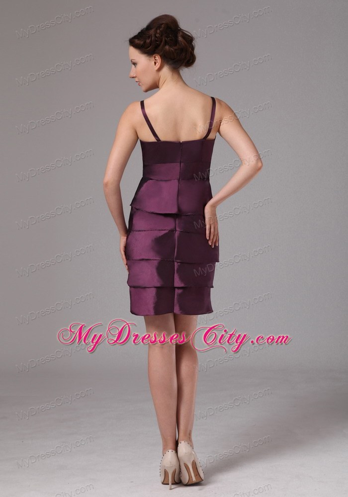 Embroidery Dark Purple Layers Mother Of The Bride Dress with Beading