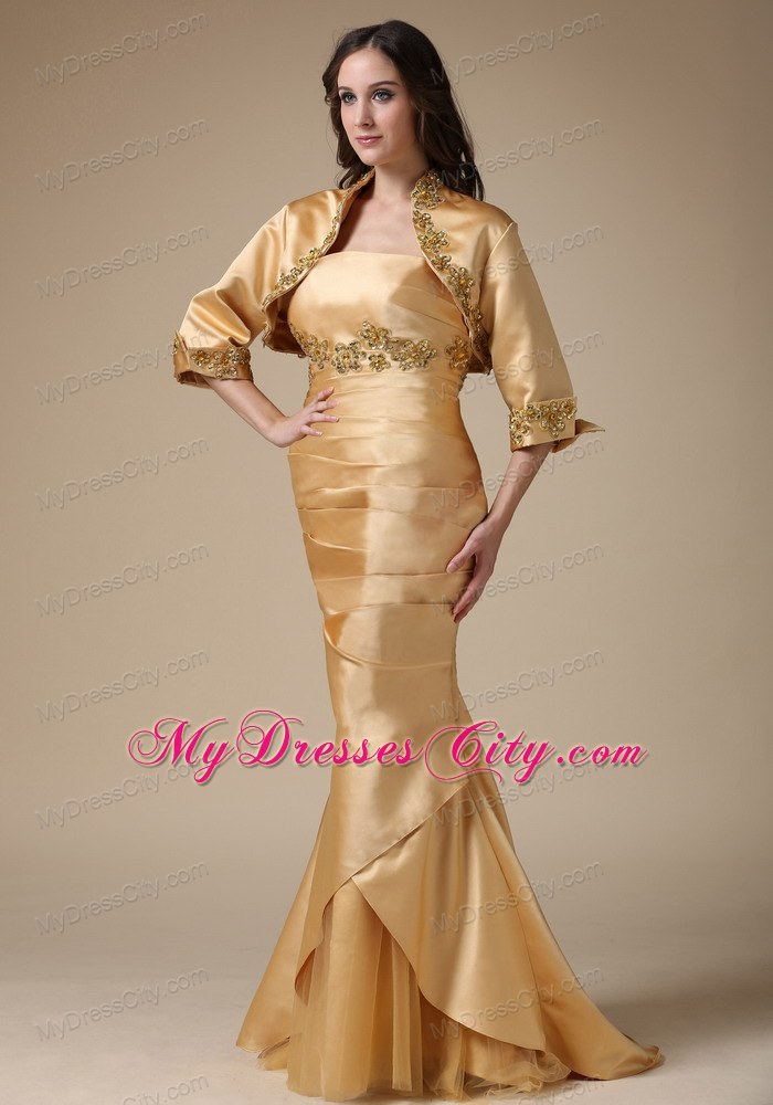 Mermaid Brush Mother Of The Bride Dress with Appliques and Ruche