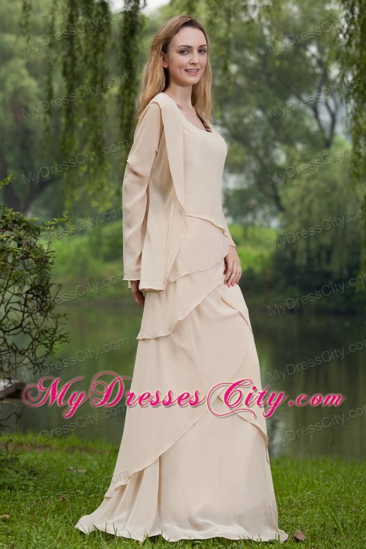 Ivory Square Floor-length Layered Mother of the Bride Dress