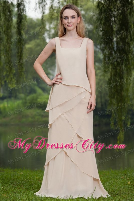 Ivory Square Floor-length Layered Mother of the Bride Dress