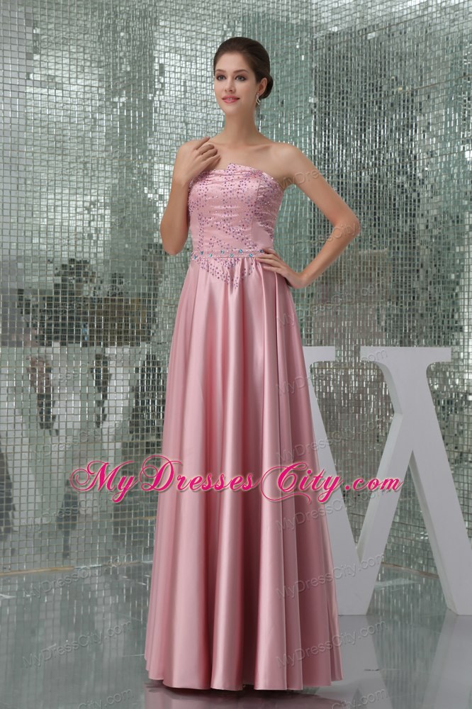 Empire Long Strapless Beading Mother Of The Bride Dress in Pink