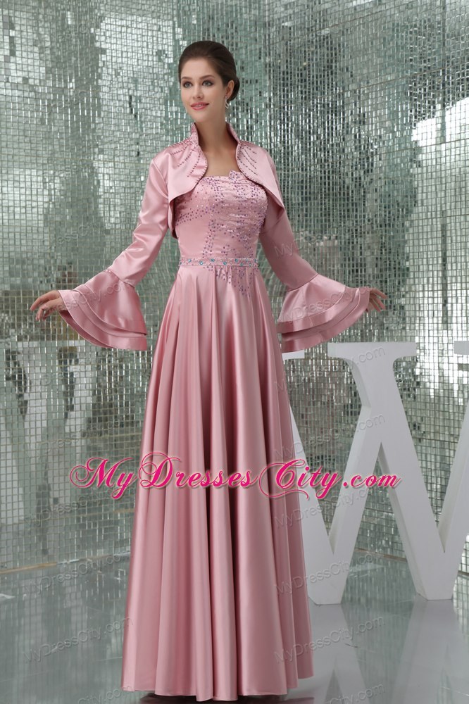 Empire Long Strapless Beading Mother Of The Bride Dress in Pink