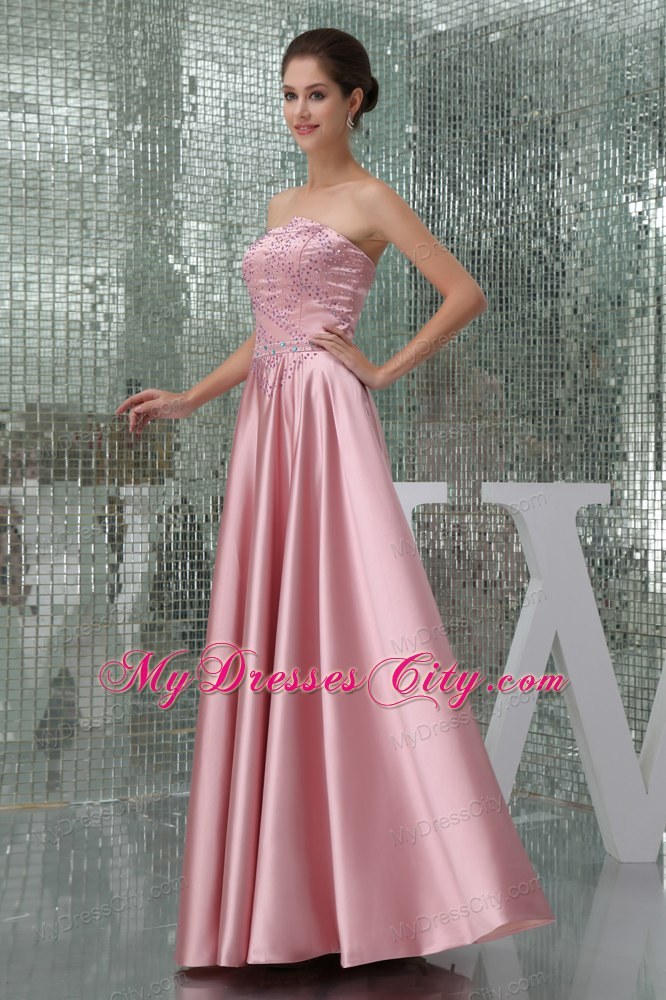 Empire Long Strapless Beading Mother Of The Bride Dress in Pink