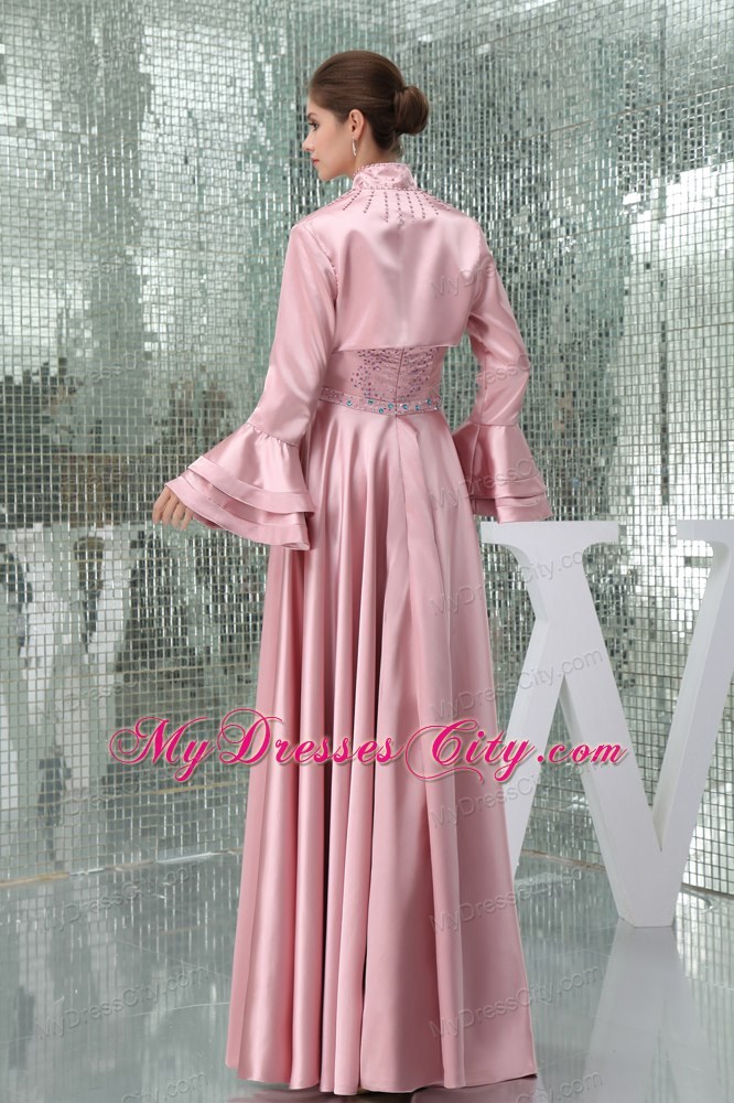 Empire Long Strapless Beading Mother Of The Bride Dress in Pink