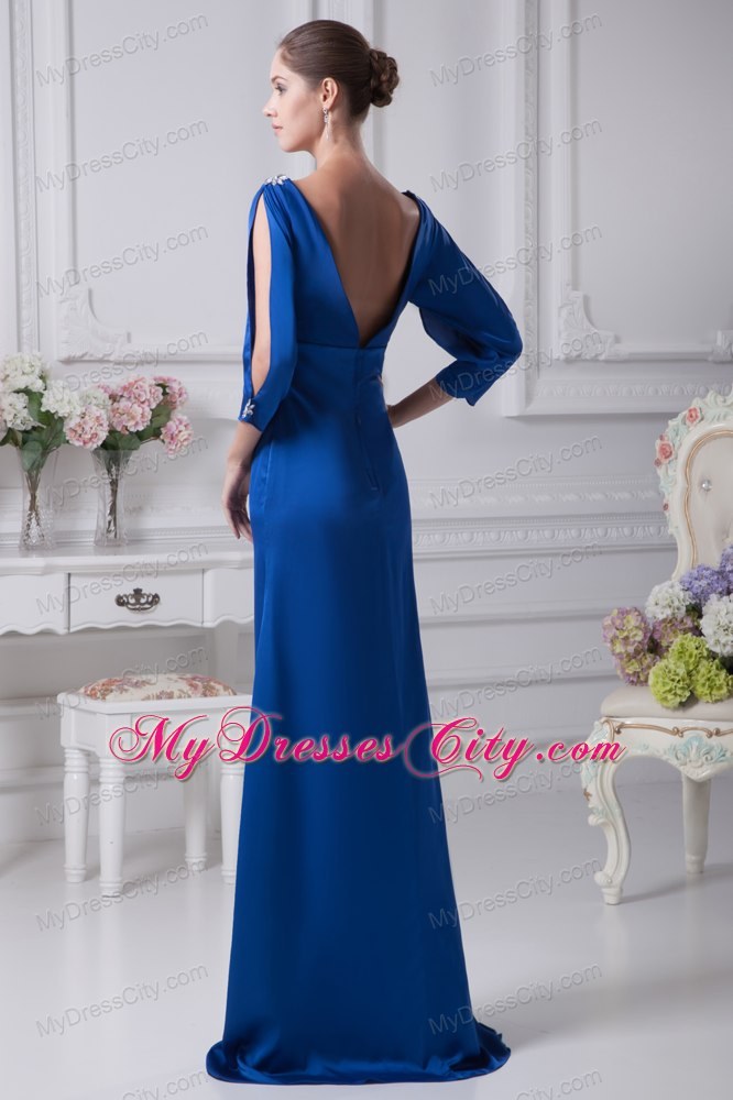 Princess V-neck 3 4 Sleeves Mothers Dress in Royal Blue