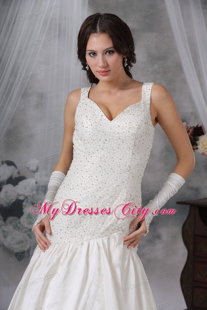 Straps Princess Beading Court Train Bridal Gowns For Woman