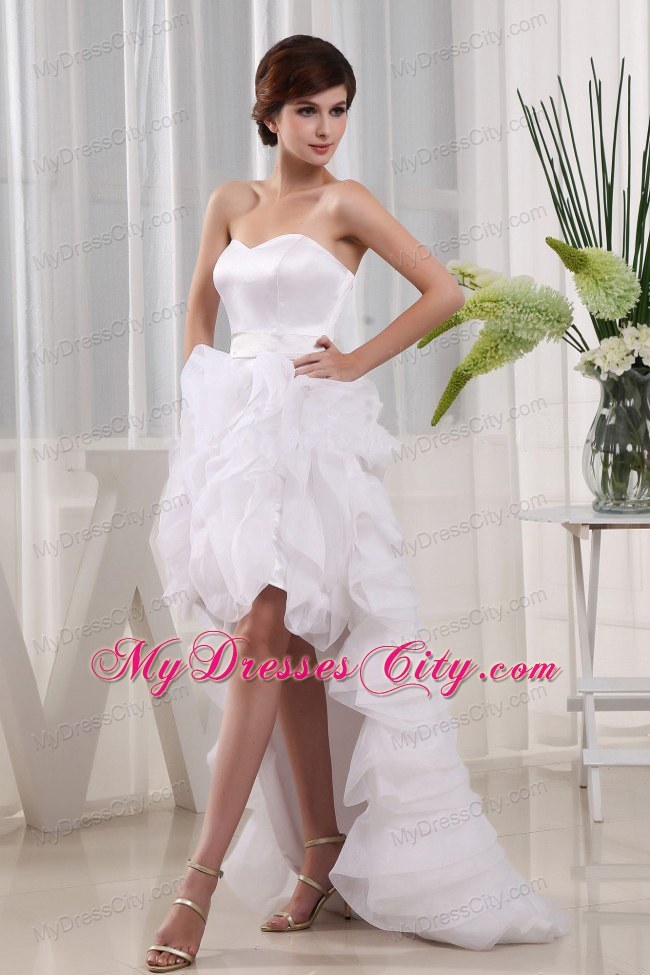 Sweetheart High-low Wedding Gown with Ruffles And Layers