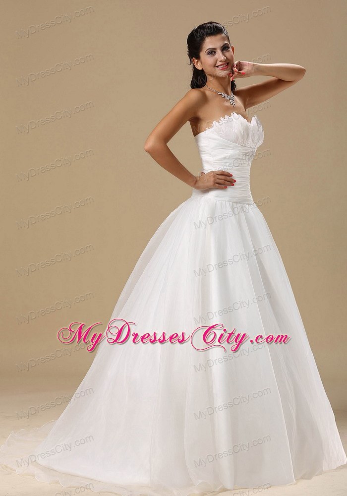 Sweetheart Ruche and Beading for Court Train 2013 Wedding Dress