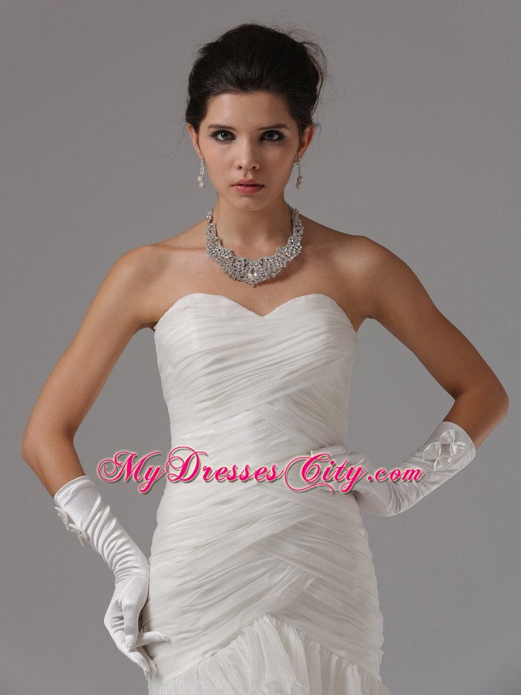 Ruched and Ruffled Layers Mermaid Sweetheart Wedding Dress