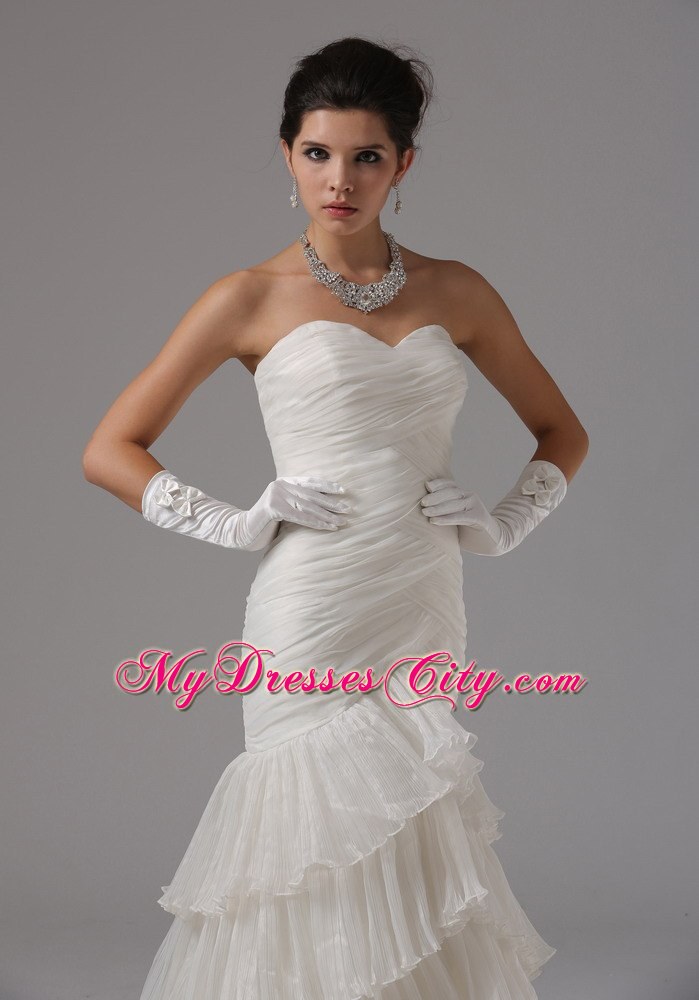 Ruched and Ruffled Layers Mermaid Sweetheart Wedding Dress