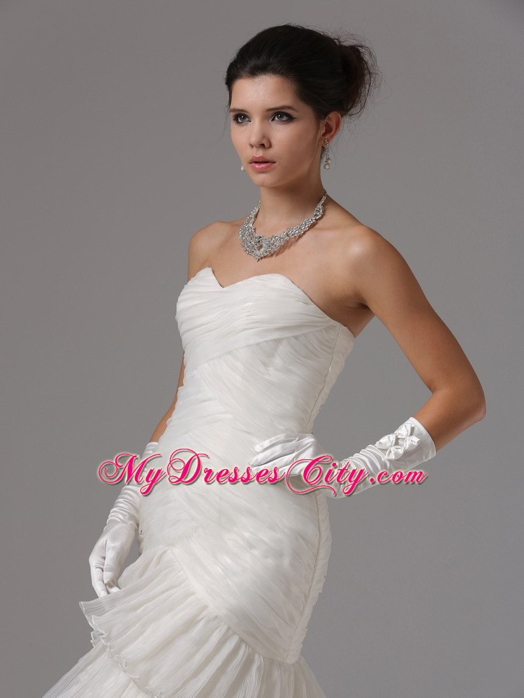 Ruched and Ruffled Layers Mermaid Sweetheart Wedding Dress