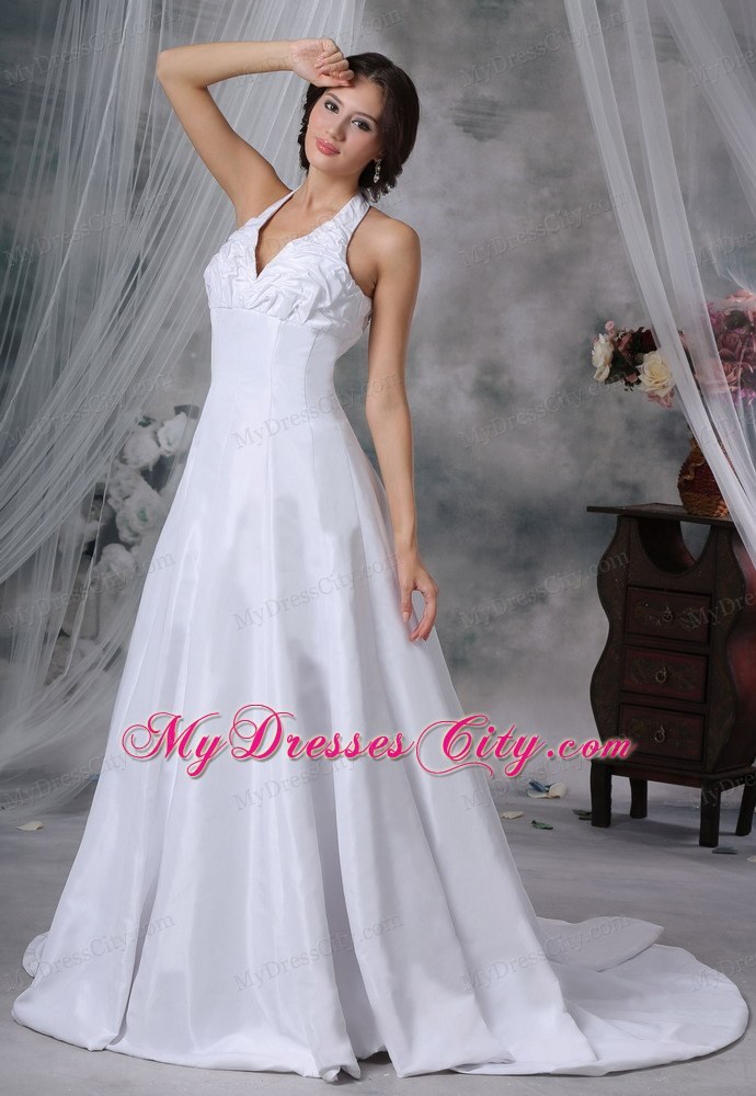 Halter Pick-ups Decorate Bust Chapel Train Wedding Dress For 2013