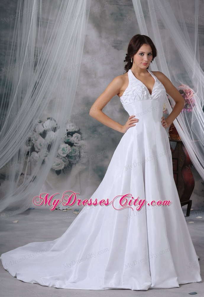 Halter Pick-ups Decorate Bust Chapel Train Wedding Dress For 2013