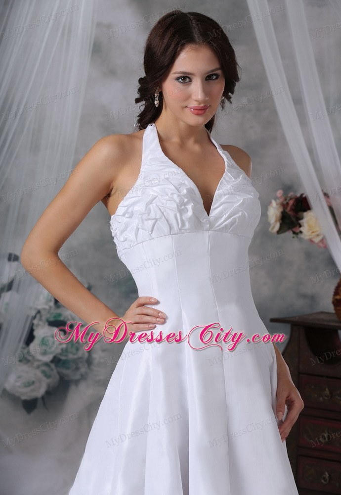 Halter Pick-ups Decorate Bust Chapel Train Wedding Dress For 2013