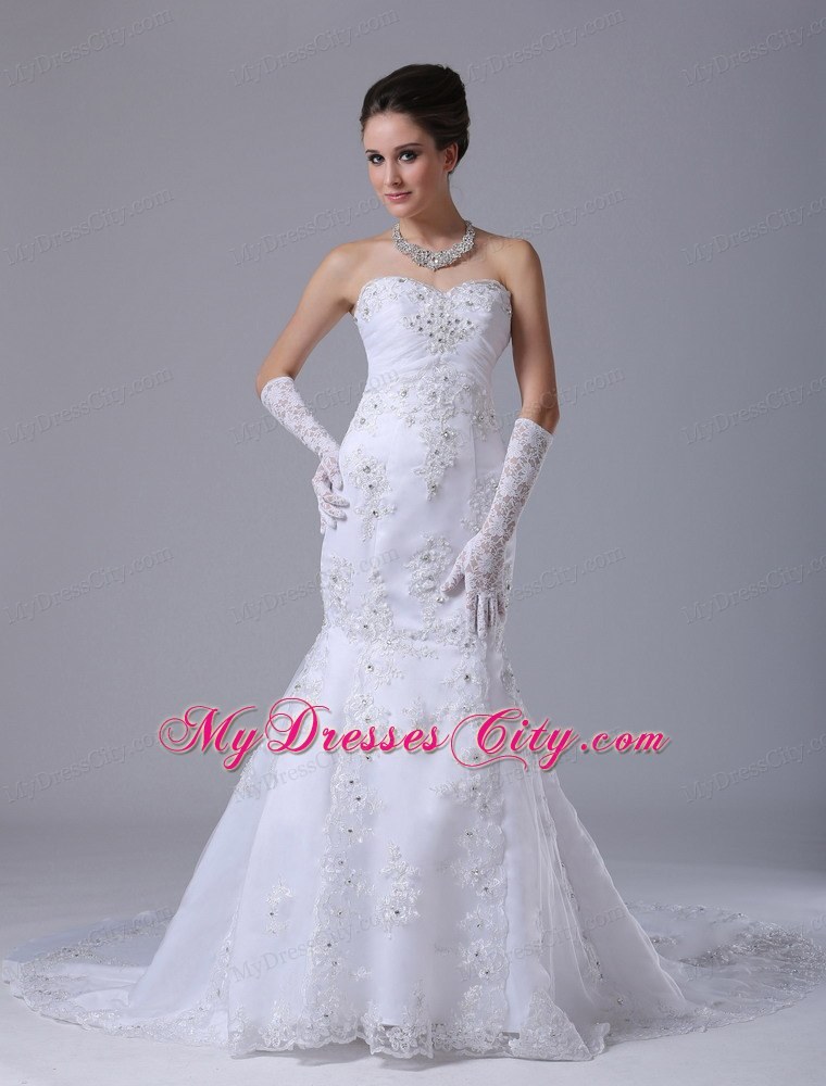 Lace with Beading Sweetheart Mermaid Dress for Wedding Ceremony