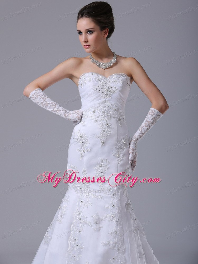 Lace with Beading Sweetheart Mermaid Dress for Wedding Ceremony