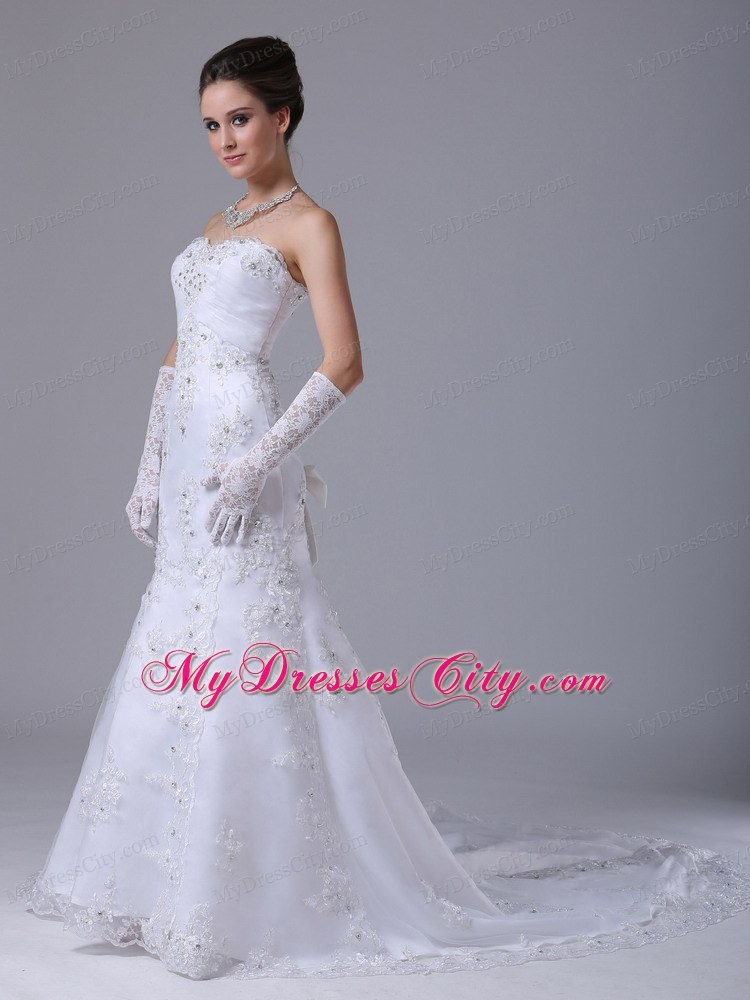 Lace with Beading Sweetheart Mermaid Dress for Wedding Ceremony