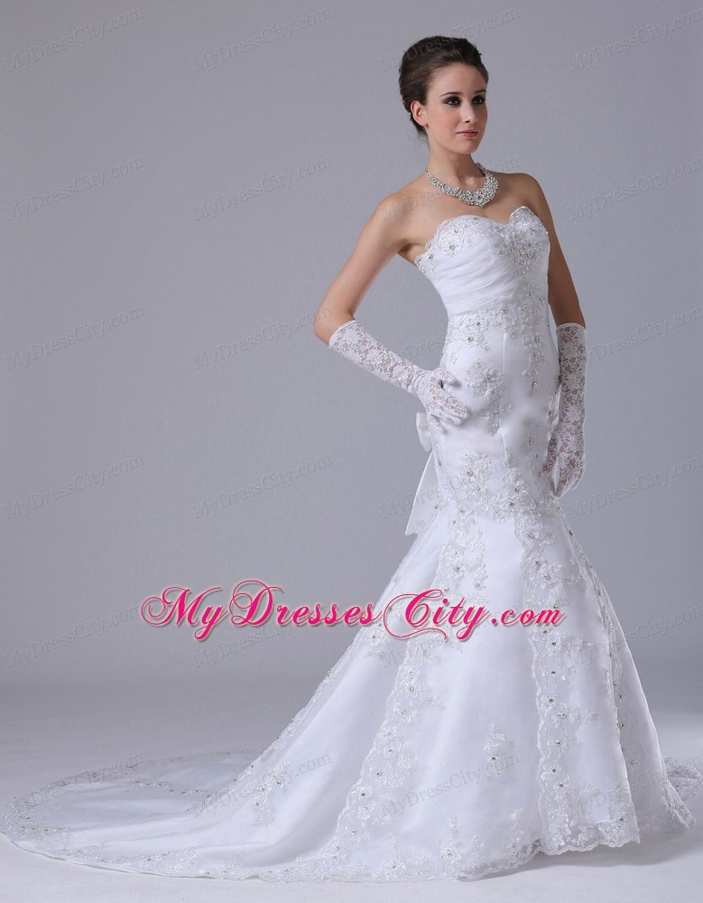 Lace with Beading Sweetheart Mermaid Dress for Wedding Ceremony