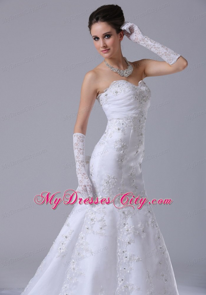 Lace with Beading Sweetheart Mermaid Dress for Wedding Ceremony