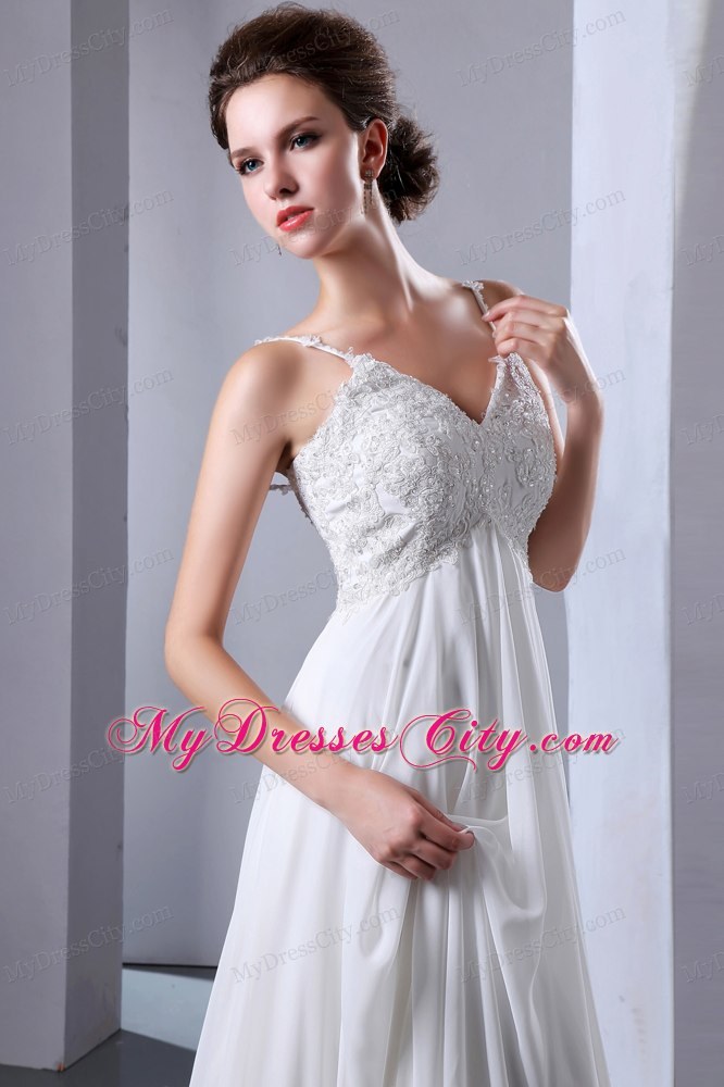 Appliques Decorate Maternity Wedding Dress with Spaghetti Straps