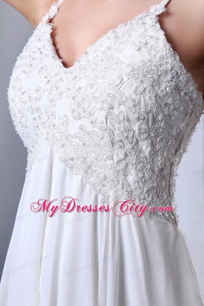 Appliques Decorate Maternity Wedding Dress with Spaghetti Straps