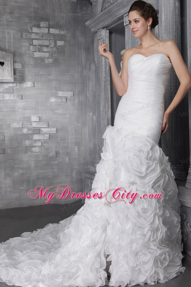 Romantic Sweetheart A-Line Princess Rolling Flowers Wedding Dresses