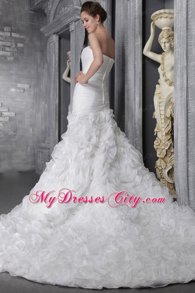 Romantic Sweetheart A-Line Princess Rolling Flowers Wedding Dresses