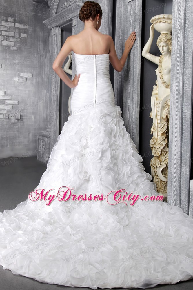 Romantic Sweetheart A-Line Princess Rolling Flowers Wedding Dresses