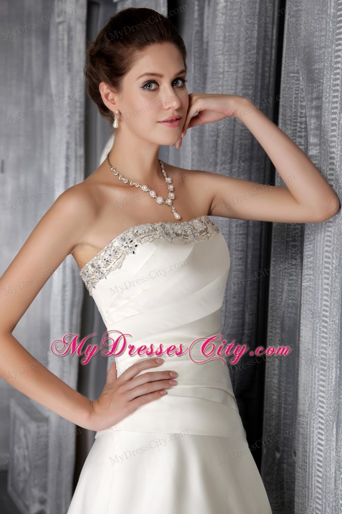 Awesome Strapless A-Line Princess Court Train Beaded Wedding Dress