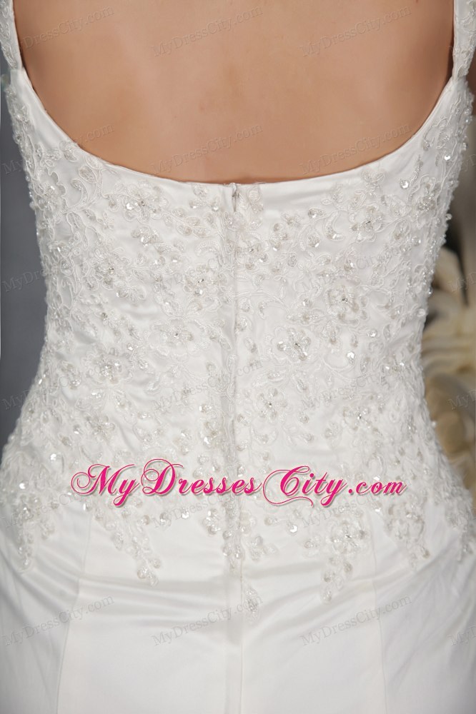 Fabulous Mermaid Trumpet Straps Court Train Appliqued Lace Bridal Gown