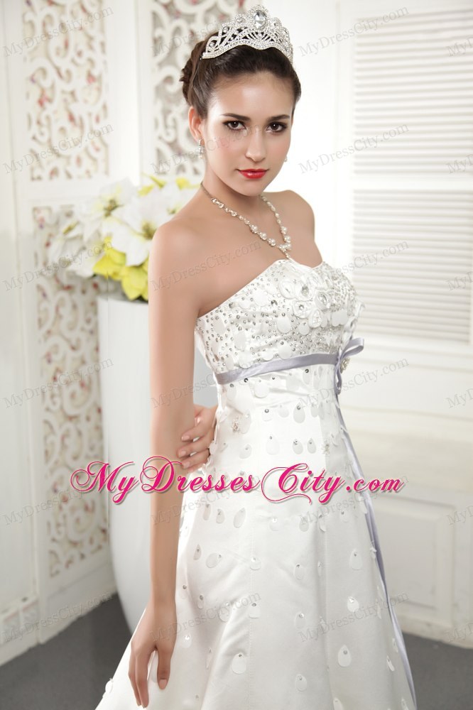 Recommended Long Princess Strapless Court Train Beading Wedding Dress