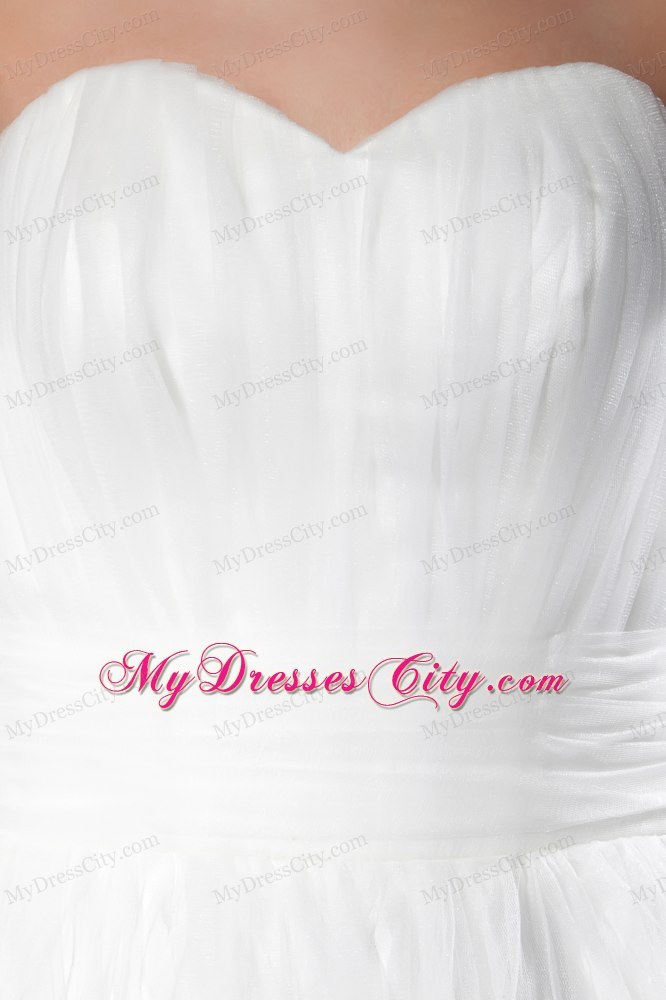 Bright Sweetheart A-line Court Train Lace Wedding Dress with Ruffled Layers