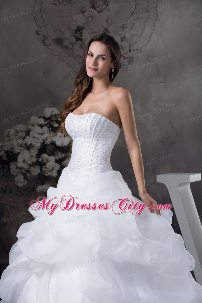 Romantic Pick-ups and Beading Brush Train Wedding Gowns under 250