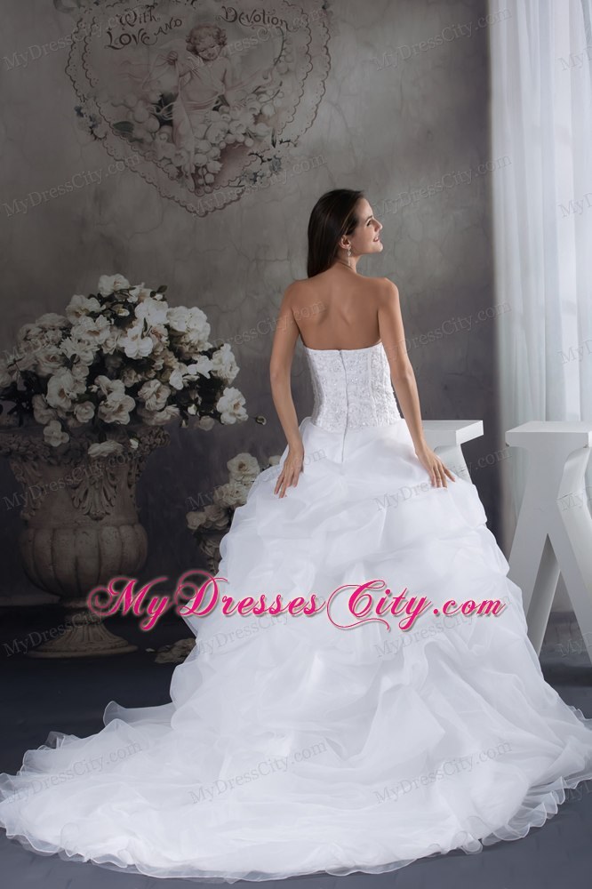 Romantic Pick-ups and Beading Brush Train Wedding Gowns under 250