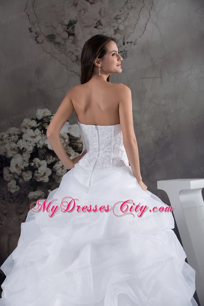 Romantic Pick-ups and Beading Brush Train Wedding Gowns under 250