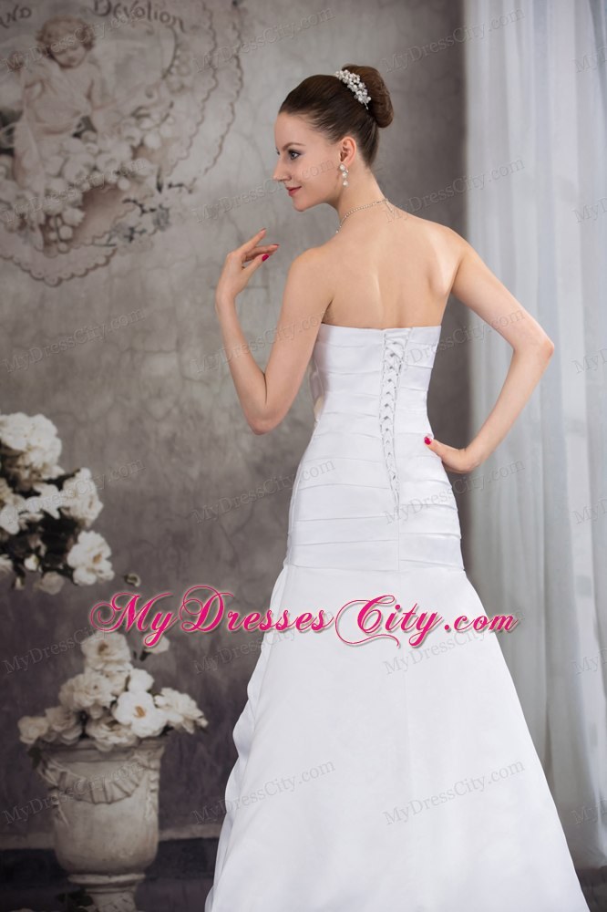 Dramatic Sweetheart A-line Brush Train Pleated Wedding Dress Lace-up