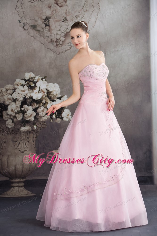 Unique Pink Princess Sweetheart Organza Appliques Sheathy Bridal Dresses