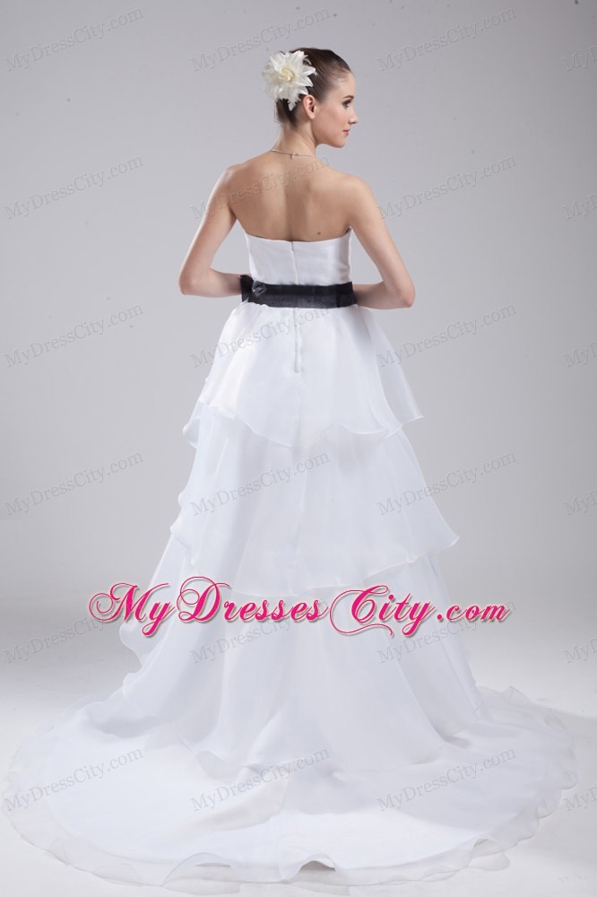 Informal Strapless A-Line Wedding Dress with Black Sash 2013 on Promotion