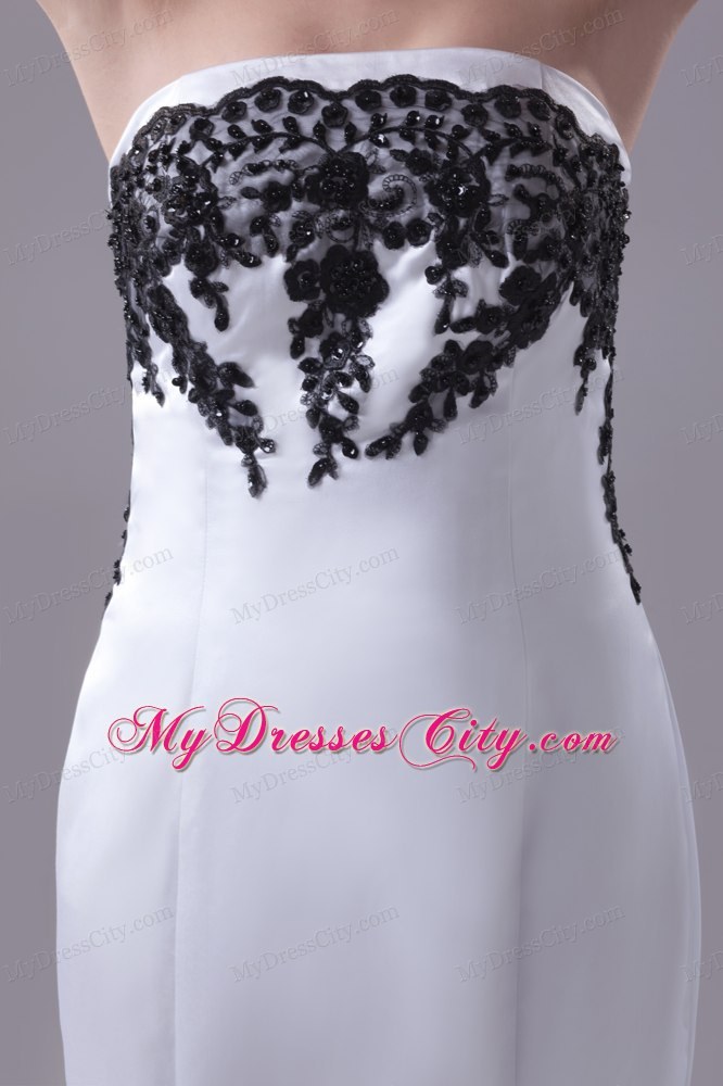 White Lace Strapless Mermaid Wedding Dress with Black Jacket and Edge