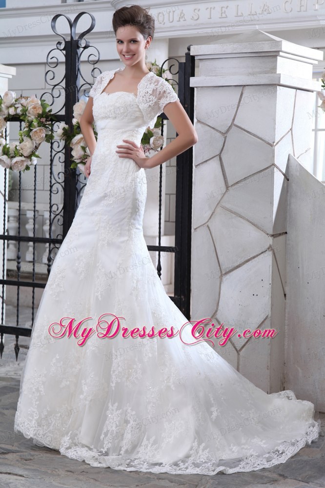 Simple Mermaid Strapless Court Train Wedding Dress with Jacket and Belt