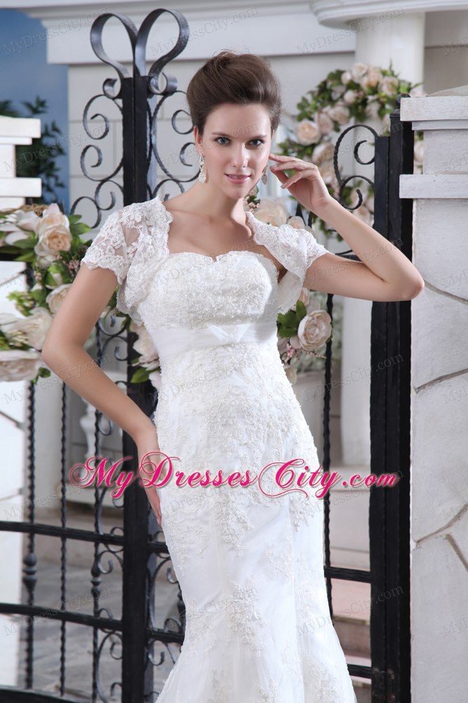 Simple Mermaid Strapless Court Train Wedding Dress with Jacket and Belt