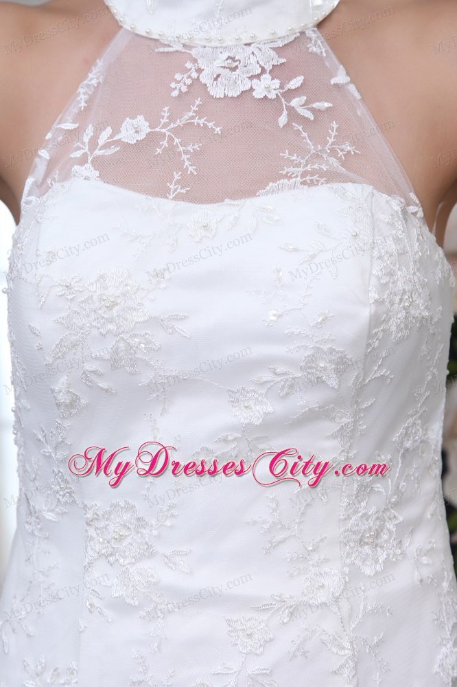 Stylish High-neck Mermaid Sweetheart Court Train Column Wedding Dress