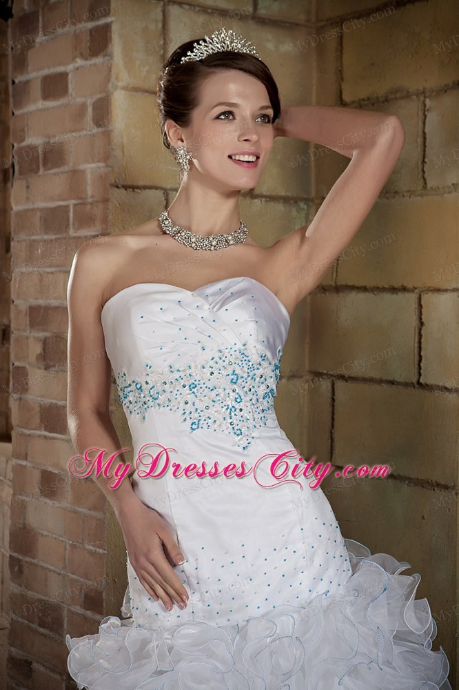 Sweetheart Floor-length Organza Beaded and Ruffles Bridal dress