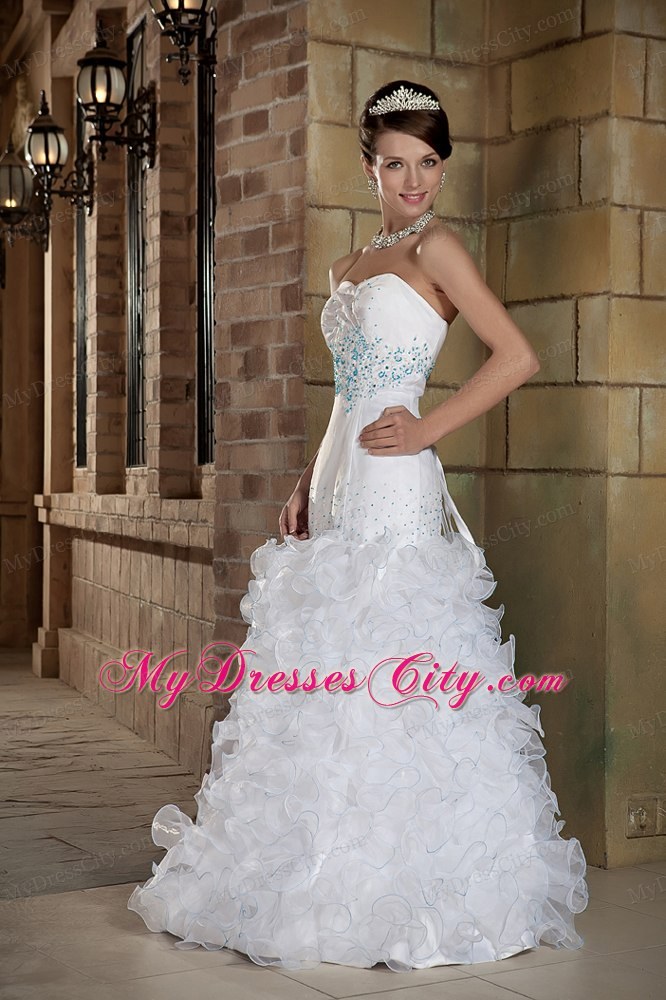 Sweetheart Floor-length Organza Beaded and Ruffles Bridal dress